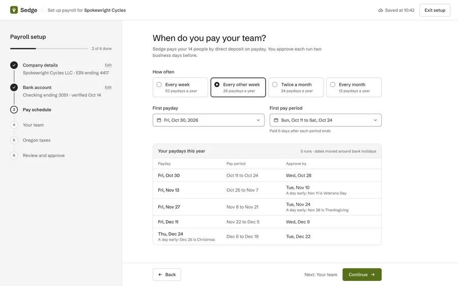 Sedge · Onboarding stepper