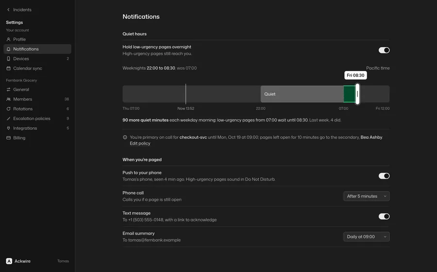 Ackwire · Settings
