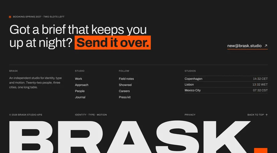 Brask · Wordmark footer