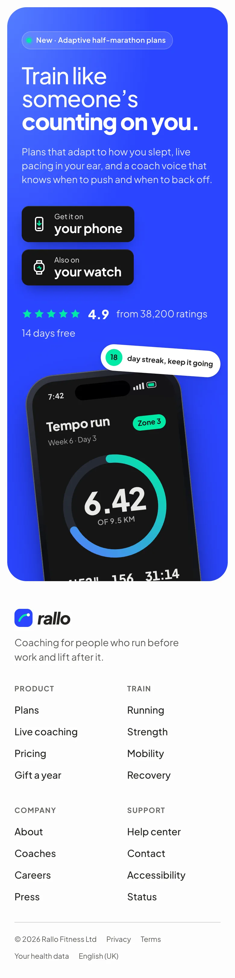 Rallo · App footer · mobile